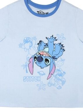 Disney Light Blue Tee with Pink-Accented Stitch Graphic